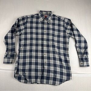 J Press Mens Plaid Button Down Long Sleeve Shirt Medium Blue white